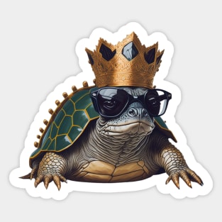 Cool Turtle with Sunglasses and Crown Sticker